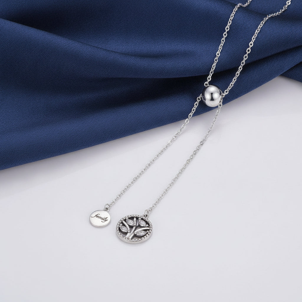 Sterling Silver Tree Of Life Zircon Necklace for Women