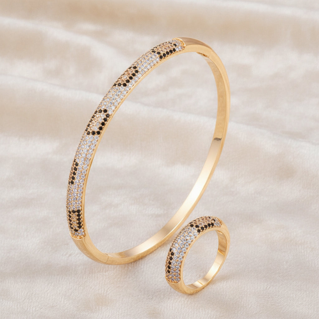Simple Copper Plated Platinum Inlaid Zircon Bracelet for Women