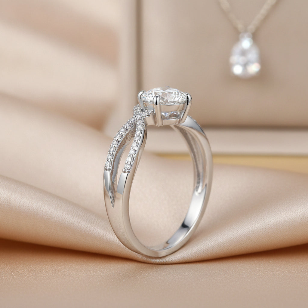 Platinum Plated S925 Silver Moissanite Ring