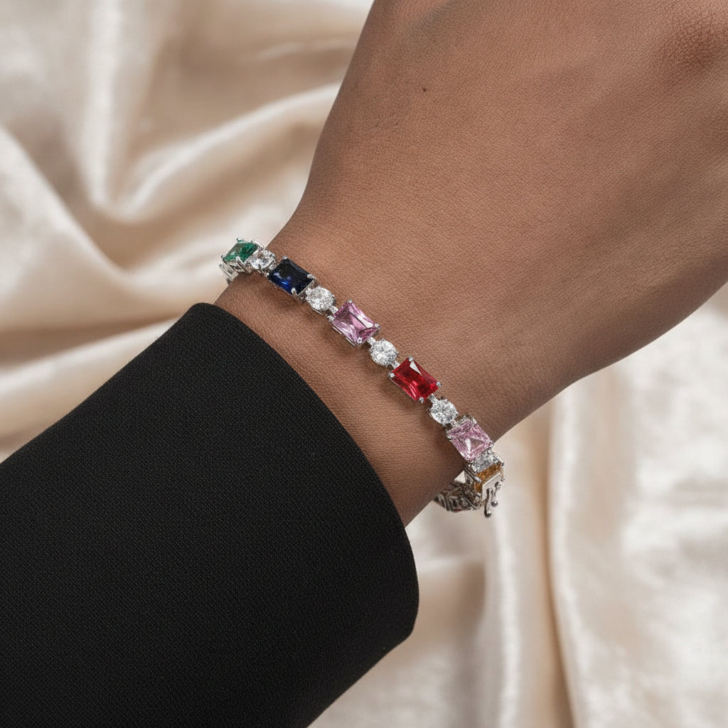 Colored Zircon Bracelet For Men