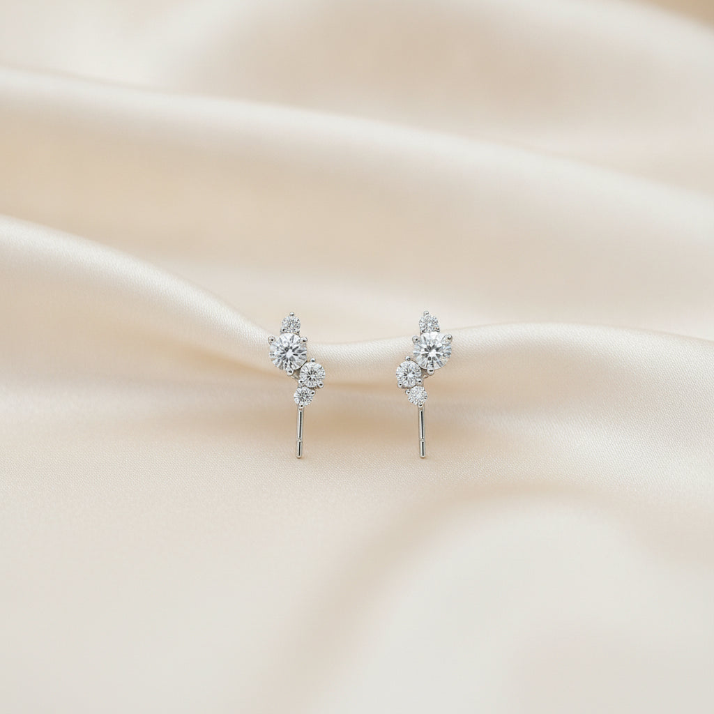 Gold-plated S925 Silver Four-diamond Moissanite Stud Earrings
